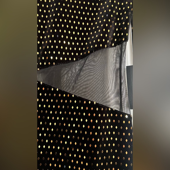 NWT H:ours Revolve Seeker Black Gold Mesh Panel Long Sleeve Dress XXS $198 - Picture 6 of 10
